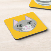 Dessous-de-verre Chat gris, Jaune (Côté gauche)