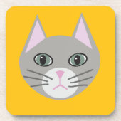 Dessous-de-verre Chat gris, Jaune (Devant)