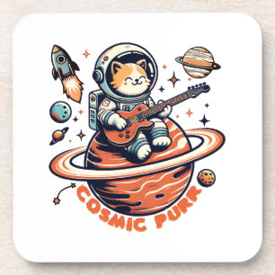 Dessous-de-verre Chat guitariste astro Cosmic Purr