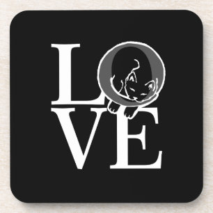 Dessous-de-verre Chat Love sur Décor Noir