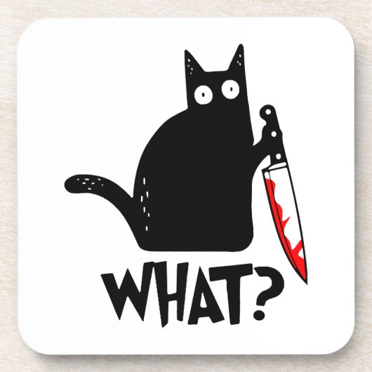 Dessous-de-verre Chat Meurtrier Avec Couteau (Devant)