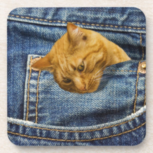 Dessous-de-verre Chat mignon en jean poche illusion drôle