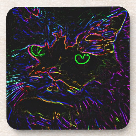 Dessous-de-verre Chat Neon Glow (Devant)