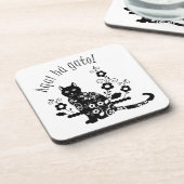 Dessous-de-verre Chat noir avec fleurs et expression portugaise (Côté gauche)