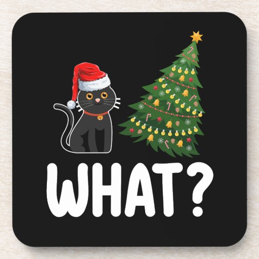 Dessous-de-verre Chat Noir Ce Poussant Arbre De Noël Drôle (Devant)