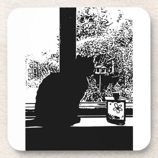 Dessous-de-verre Chat noir dans la fenêtre (Devant)