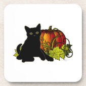 Dessous-de-verre Chat noir et Citrouille (Devant)
