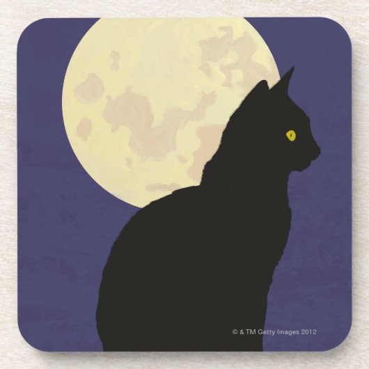 Dessous-de-verre Chat noir et la lune (Devant)