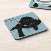 Dessous-de-verre Chat Noir Fatigué Bleu Drôle (Côté gauche)