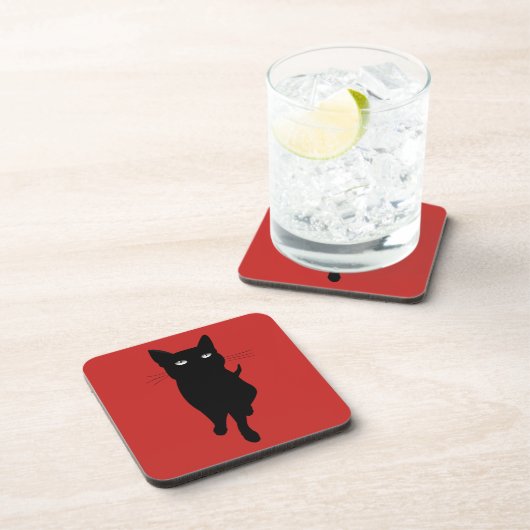 Dessous-de-verre Chat noir félin mignon (Côté Droit)
