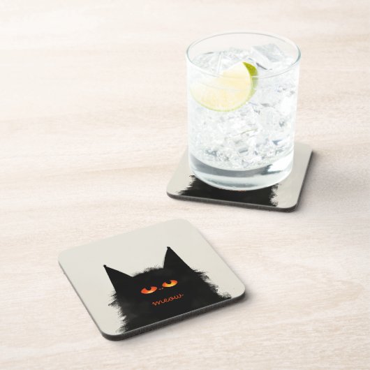 Dessous-de-verre Chat noir grumeux (Côté Droit)