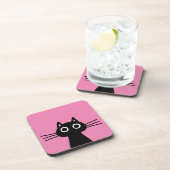 Dessous-de-verre Chat noir mignon de Kitty - rose indien animale (Côté Droit)