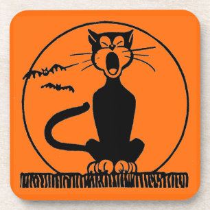 Dessous-de-verre Chat noir vintage Halloween
