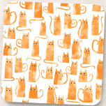 Dessous-de-verre Chat orange amusant<br><div class="desc">Joli petit motif de chat gingembre orange aquarelle. Art original de Nic Squirrell. Parfait pour les amoureux des animaux.</div>