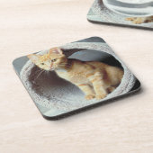 Dessous-de-verre Chat orange dans le jouet (Côté gauche)