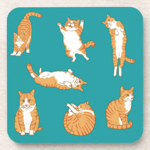 Dessous-de-verre Chat orange mignon en pose