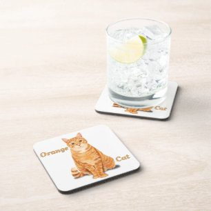 Dessous-de-verre Chat orange roux tabby personnalisé