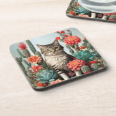 Dessous-de-verre Chat parmi les cactus | AMOUREUX DE LES CHATS (Côté gauche)