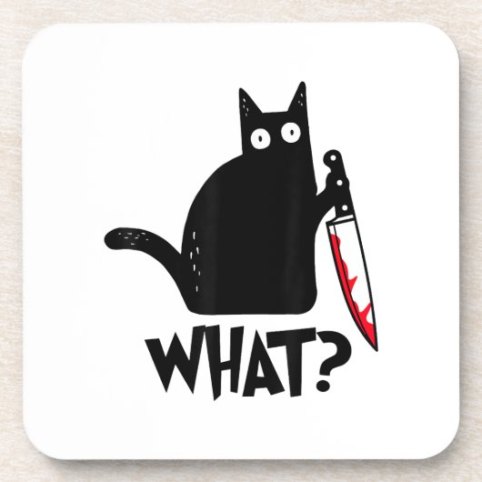 Dessous-de-verre Chat Qu'est-ce que_ Drôle Chat Noir (Devant)