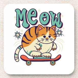 Dessous-de-verre Chat qui fait du skate Chat qui fait du skate Meow