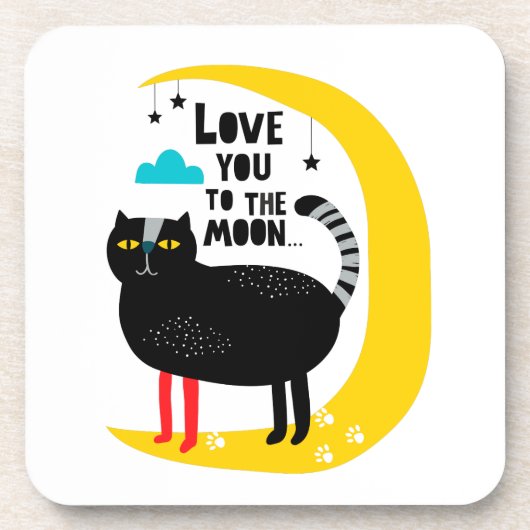 Dessous-de-verre Chat sur la lune (Devant)