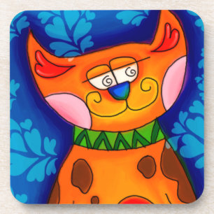 Dessous-de-verre Chat Tabby Orange Souriant