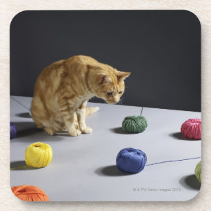 Dessous-de-verre Chat tigré de gingembre se reposant sur la table