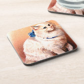 Dessous-de-verre Chat vintage avec Bleu Bow (Côté gauche)