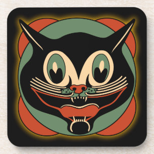 Dessous-de-verre Chat vintage d'art déco - ensemble de 6 dessous d
