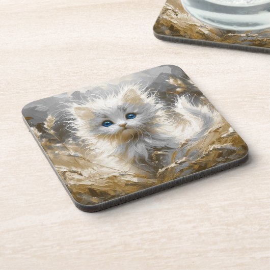 Dessous-de-verre Chaton blanc précieux (Côté gauche)