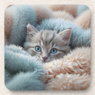 Dessous-de-verre Chaton duveteux dans une couverture douce