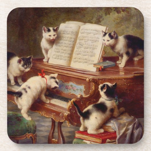 Dessous-de-verre Chatons et piano (Devant)