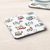 Dessous-de-verre Chats amusants, lait et magie. (Côté gauche)