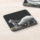 Dessous-de-verre Chats avec le bol de nourriture (Côté gauche)