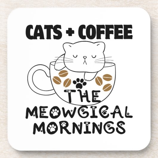 Dessous-de-verre Chats + Café = Matins Meowgical.w (Devant)