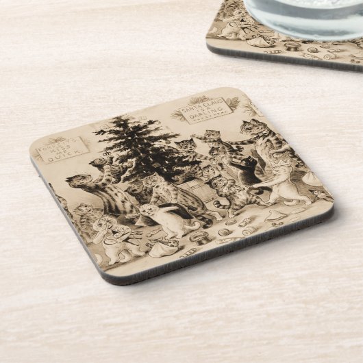 Dessous-de-verre Chats décorant l'arbre de Noël par Louis Wain (Côté gauche)