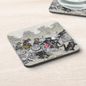 Dessous-de-verre Chats d'équitation de bicyclette (Côté gauche)