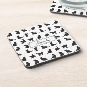 Dessous-de-verre Chats en Silhouette noire Motif avec prénom (Côté gauche)