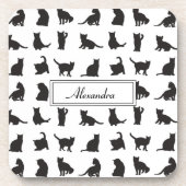 Dessous-de-verre Chats en Silhouette noire Motif avec prénom (Devant)