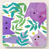 Dessous-de-verre Chats et branches - violet et vert (Devant)