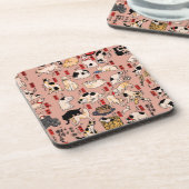 Dessous-de-verre chats japonais Ukiyo-e Funny kitty (Côté gauche)