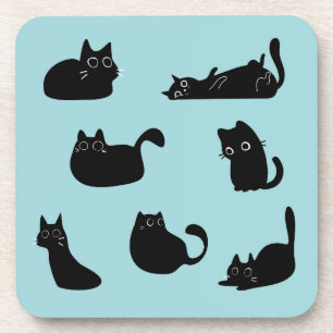 Dessous-de-verre Chats noirs amusants