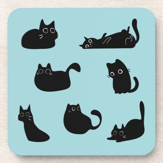 Dessous-de-verre Chats noirs amusants (Devant)