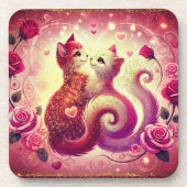 Dessous de verre - Chats roses (Devant)