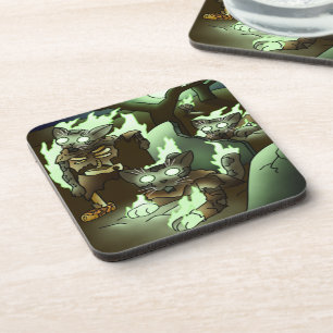 Dessous-de-verre Chats Zombie Halloween