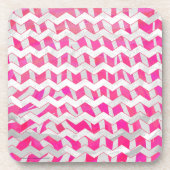 Dessous-de-verre Chaud rose et blanc Chevron Zebra (Devant)