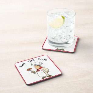 DESSOUS-DE-VERRE CHEF "KISS THE COOK"