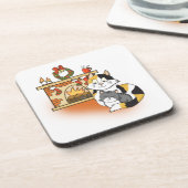 Dessous-de-verre Cheminée de Noël confortable Maman Chat avec chato (Côté gauche)