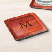 Dessous-de-verre Cherry wood texture custom monogram. (Côté gauche)
