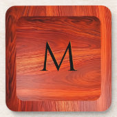 Dessous-de-verre Cherry wood texture custom monogram. (Devant)